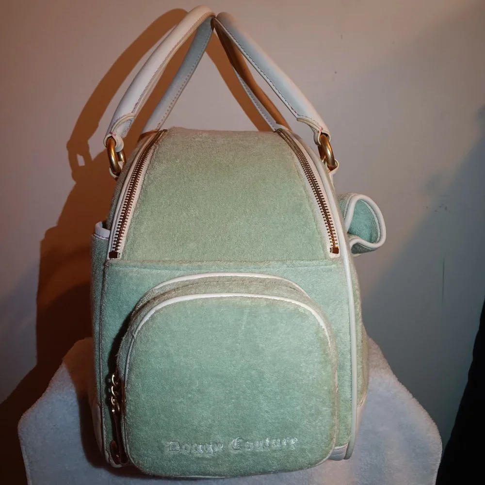 Rare Vintage Y2K Juicy Couture Spell Out Pet Dog Carrier Bag Teal.